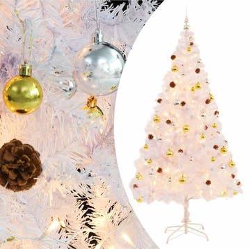 vidaXL Kunstkerstboom met verlichting en kerstballen 210 cm, Verzenden