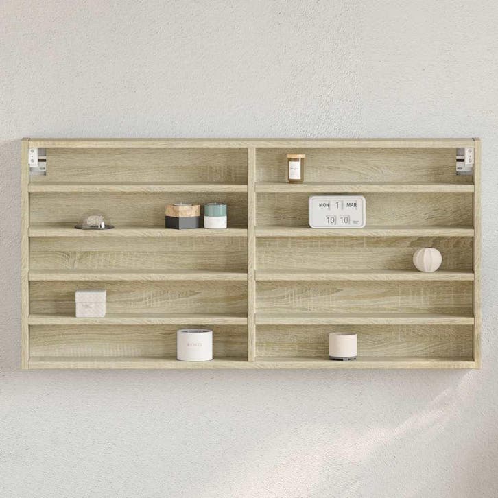 vidaXL Vitrinekast 100x8,5x50 cm bewerkt hout sonoma, Maison & Meubles, Armoires | Armoires murales, Envoi