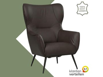 Leren fauteuil Flair - Toledo Espresso (bruin), Eigentijds, Modern, Retro, Romantisch, Nieuw, Ophalen of Verzenden, 75 tot 100 cm