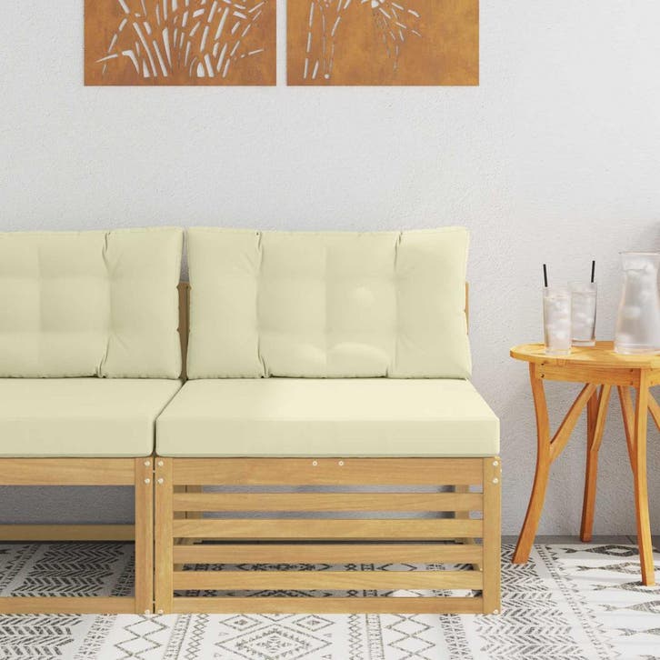 vidaXL Buiten Midden Sofa Massief Acacia Hout Wit 83 x 79 x, Jardin & Terrasse, Ensembles de jardin, Envoi
