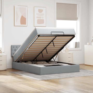 vidaXL Bed poef met matras en LEDs stof 140x190 cm, Verzenden
