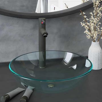 vidaXL Wastafel met kraan en pop-up afvoer gehard glas, Verzenden