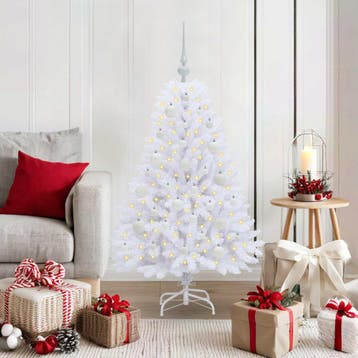 vidaXL Kunstmatige Hinged Kerstboom Wit 120 cm PVC en Staal, Verzenden