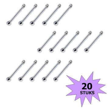 Fako Bijoux - Neuspiercing - Stud - Staafje RVS - Staal -, Handtassen en Accessoires, Piercings, Verzenden, Nieuw