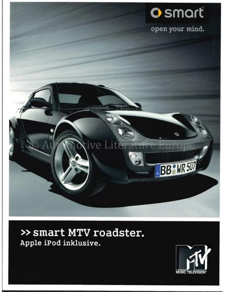 2005 SMART MTV ROADSTER BROCHURE DUITS, Boeken, Auto's | Folders en Tijdschriften