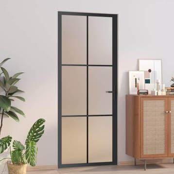 vidaXL Binnendeur 83x201,5 cm matglas en aluminium zwart, Verzenden