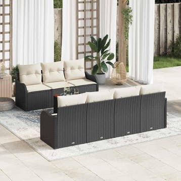 vidaXL Tuinbank Set 8 st Zwart poly rattan, Verzenden
