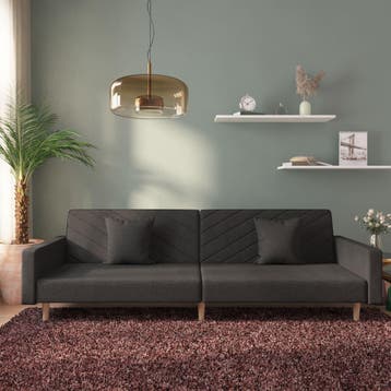 vidaXL Slaapbank / zetel 2-zits met 2 kussens stof zwart, Verzenden, Nieuw