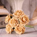 Foamroos Tea Rose Cream Goud 6 cm 6 stuks, Huis en Inrichting, Nieuw