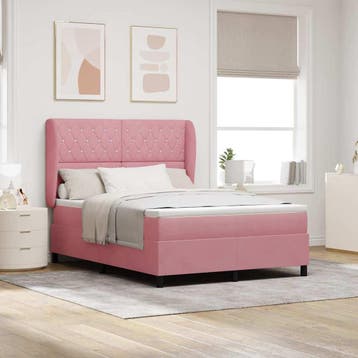 vidaXL Boxspring bed met matras Roze 200 x 160 cm Fluweel, Verzenden, Nieuw