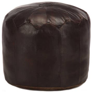 vidaXL Poef 40x35 cm echt geitenleer donkerbruin, Maison & Meubles, Verzenden