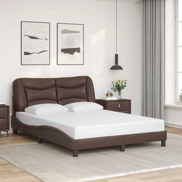 vidaXL Bedframe zonder matras Hvar kunstleer bruin 120x200, Verzenden, Nieuw