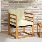 vidaXL Buitensofa Massief Acacia Hout Natuurlijk en Crème, Verzenden, Nieuw