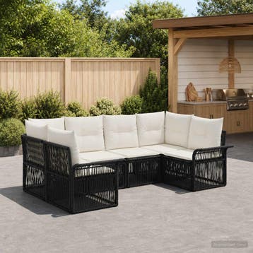 vidaXL Tuinbank Set 6 st 6-Aantal zitplaatsen Zwart poly, Verzenden, Nieuw