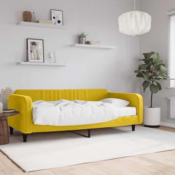vidaXL Slaapbank met matras 100x200 cm fluweel geel, Verzenden