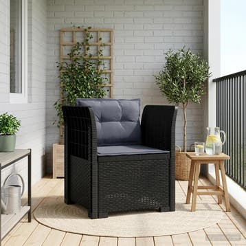 vidaXL Eén-zits Fauteuil met Kussens Rieten Look PP, Verzenden, Nieuw