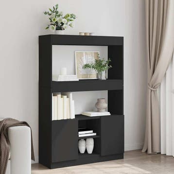 vidaXL Hoge kast 92x33x140 cm bewerkt hout zwart, Verzenden, Nieuw