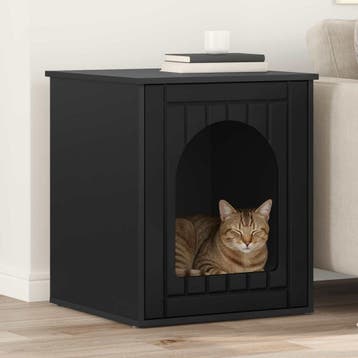 vidaXL Kattenhuis Zwart 53 x 52 x 62 cm Bewerkt hout, Verzenden