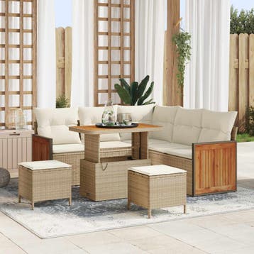 vidaXL Tuinbank Set 8 st 8-Aantal zitplaatsen Beige en Crème, Verzenden