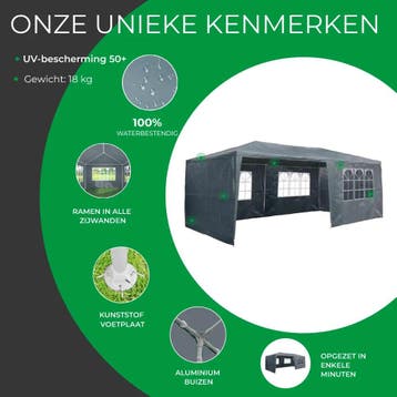 MaxxGarden Partytent 3x6m met zijwanden - Antraciet retou..., Ophalen of Verzenden