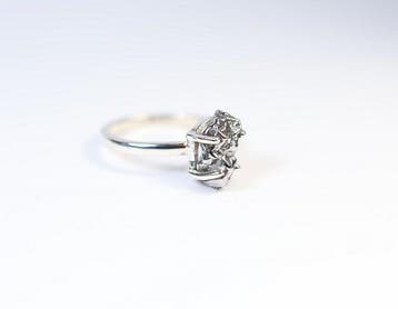 Meteoriet Campo del Cielo ring / nieuw 925. Sterlingzilver -
