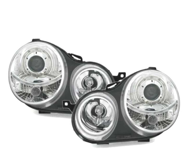 PHARES POUR VOLKSWAGEN VW POLO 9N 01-05 ANGEL EYES FOND CHRO, Auto-onderdelen, Verlichting, Verzenden