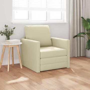 vidaXL Slaapbank / zetel Crème 74 x 77 x 81 cm Kunstleer, Verzenden, Nieuw