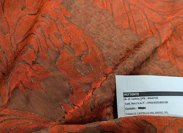 Tessuto broccato in misto seta – Rosso ruggine su base