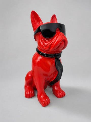 Beeld, French bulldog with tie and sunglasses - 40 cm -