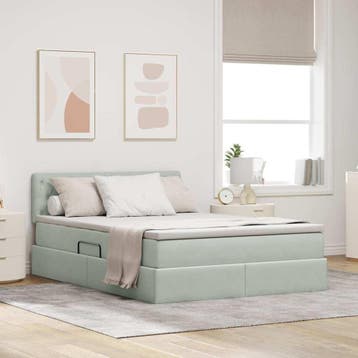 vidaXL Opbergbed met hoofdeinde Lichtgrijs 140 x 200 cm, Verzenden