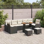 vidaXL Tuinbank Set met kussen met opslag 10 pcs Zwart en, Verzenden, Nieuw