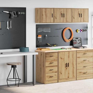vidaXL Garagekasten 2 st bewerkt hout ambachtelijk eikenhout, Verzenden