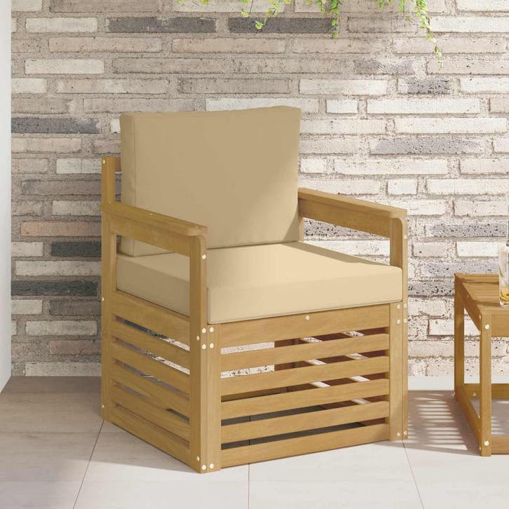 vidaXL 2 Stuk Buiten bank set Polyester Wit En Beige, Tuin en Terras, Tuinsets en Loungesets, Nieuw, Verzenden
