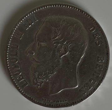 België. Leopold II. 5 Francs 1869 (Zonder minimumprijs), Postzegels en Munten