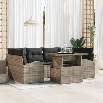 vidaXL Tuinbank Set 7 st Grijs, Verzenden