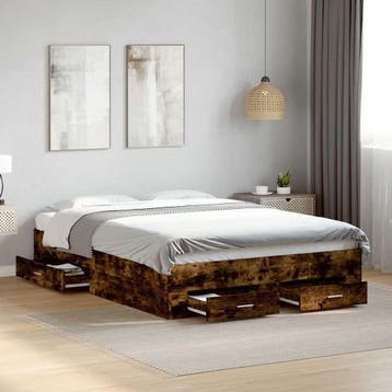 vidaXL Bedframe met lades bewerkt hout gerookt eikenkleurig, Huis en Inrichting, Verzenden, Nieuw