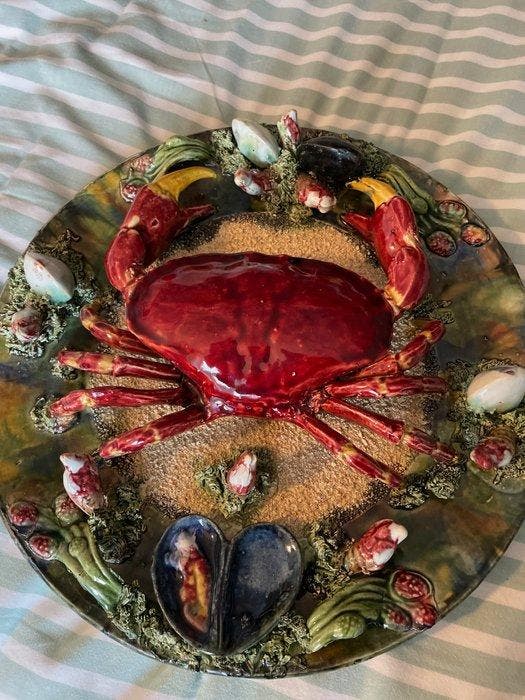 Wanddecoratie - Portugal - Portugese majoliek krabbord –, Antiquités & Art, Curiosités & Brocante