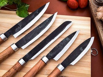 Keukenmes - Kitchen knife set - 733 - Staal, Hout,