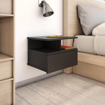 vidaXL Nachtkastje zwevend 40x31x27 cm bewerkt hout zwart, Huis en Inrichting, Verzenden, Nieuw