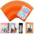 Fako Bijoux - 50 Oranje Holografische Folie Zip Lock Zakjes, Verzenden, Nieuw