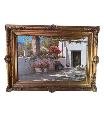Felice Giordano (1880-1964) - Terrazzo con fiori - XL format