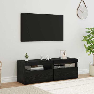 vidaXL TV Kast 2 st Zwart Eiken Bewerkt hout, Verzenden, Nieuw