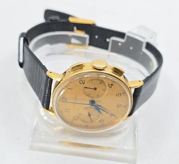 Longines - 18Kt. Goldchronograph - Kaliber 13ZN - feine, Handtassen en Accessoires, Horloges | Heren, Nieuw