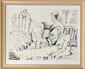 Lucebert (1924-1994) - Encre originale encadrée, Rivello,, Antiek en Kunst