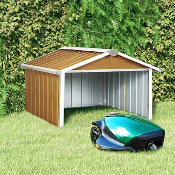 vidaXL Overkapping voor robotmaaier 92x97x63 cm staal bruin, Verzenden, Nieuw