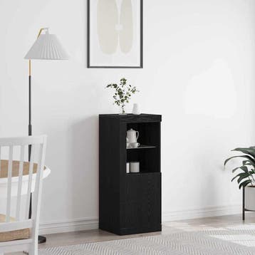 vidaXL LED Dressoir Zwart Eiken 41 x 37 x 100 cm Bewerkt, Verzenden, Nieuw