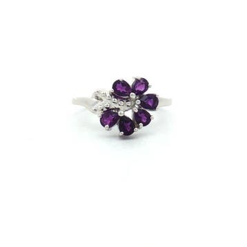 Zonder minimumprijs - Ring Zilver - 0.90ct. tw. Amethist -