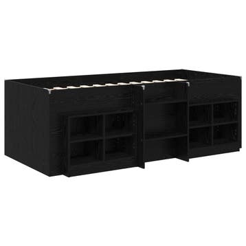 vidaXL Loft Bed Frame met Kast met plank 3 st Zwart eiken, Verzenden, Nieuw
