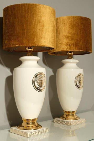 AHURA CERAMICHE ITALY - Tafellamp (2) - VERSACE - 24 kt goud, Nieuw