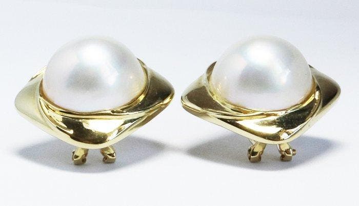 Oorbellen - 14 karaat Geel goud Parel, Handtassen en Accessoires, Oorbellen